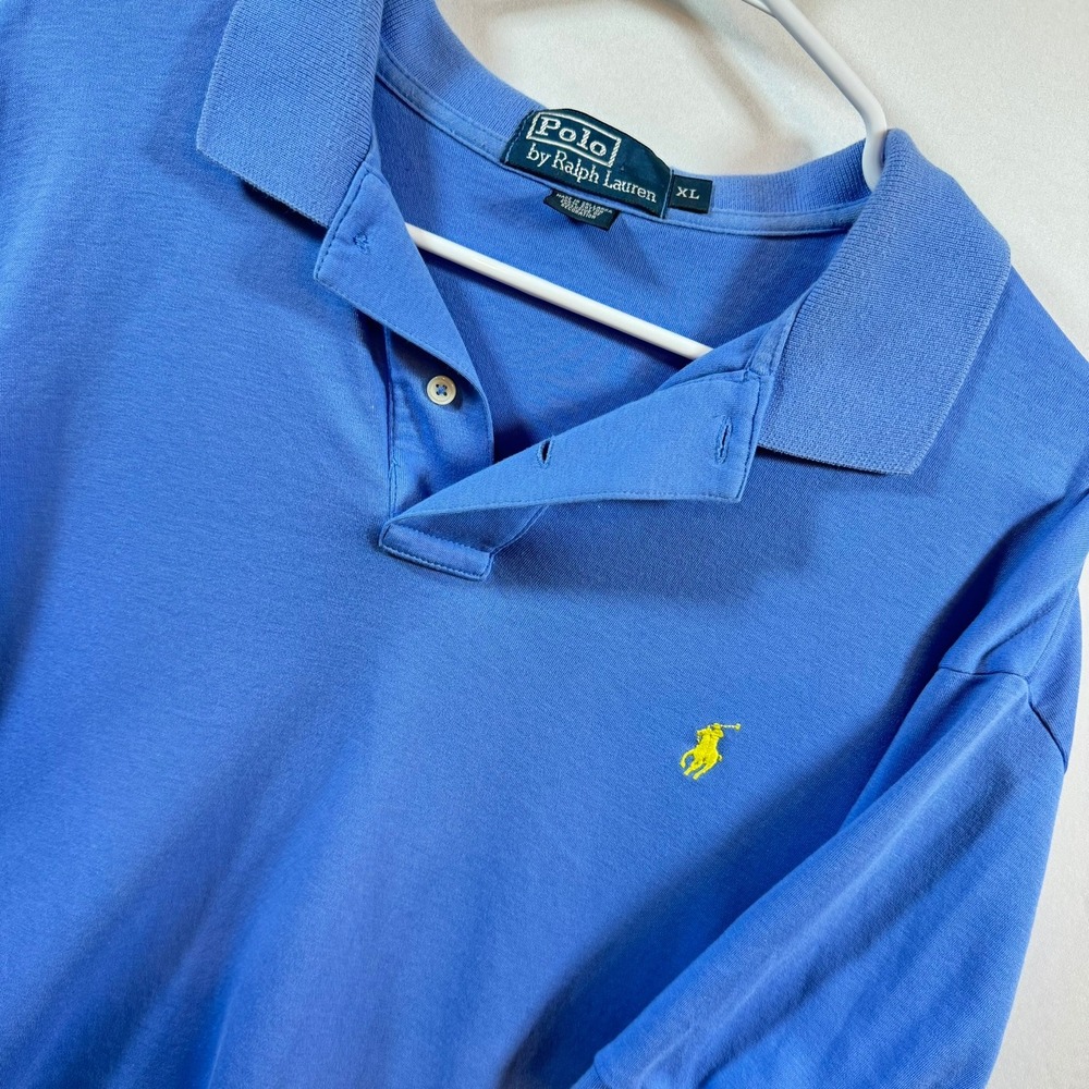 Polo Ralph Lauren Mens XL Blue Short Sleeve Cottonā Polo Shirt Yellow Pony Logo